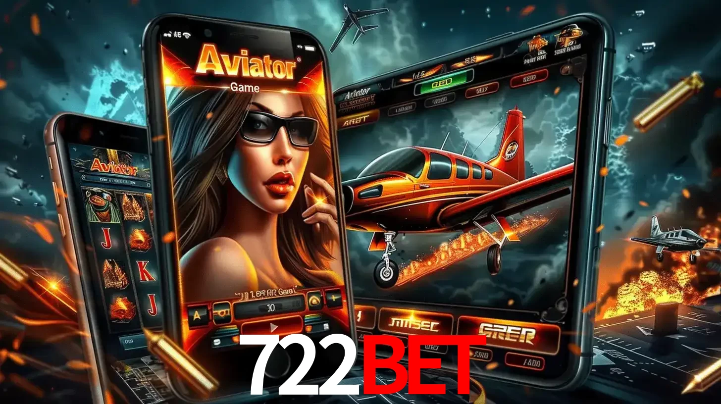 O popular jogo de apostas Aviator exibido em vários celulares e tablets, mostrando a interface emocionante e a ação de voo disponíveis para jogar agora no 722bet.