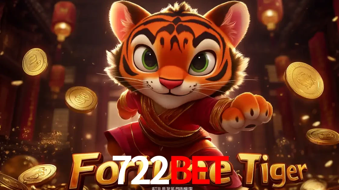 O carismático mascote do jogo de slot Fortune Tiger, um tigre fofo em pose de artes marciais, pronto para trazer sorte e multiplicadores de ganhos no cassino online 722bet.