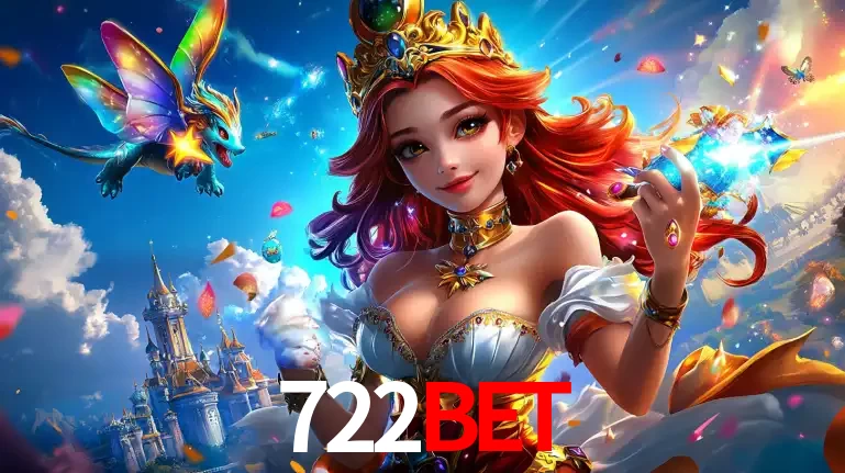 A princesa de um reino de fantasia mágico, com seu pequeno dragão, apresentando um mundo de prêmios encantados nos jogos de caça-níqueis do cassino 722bet.